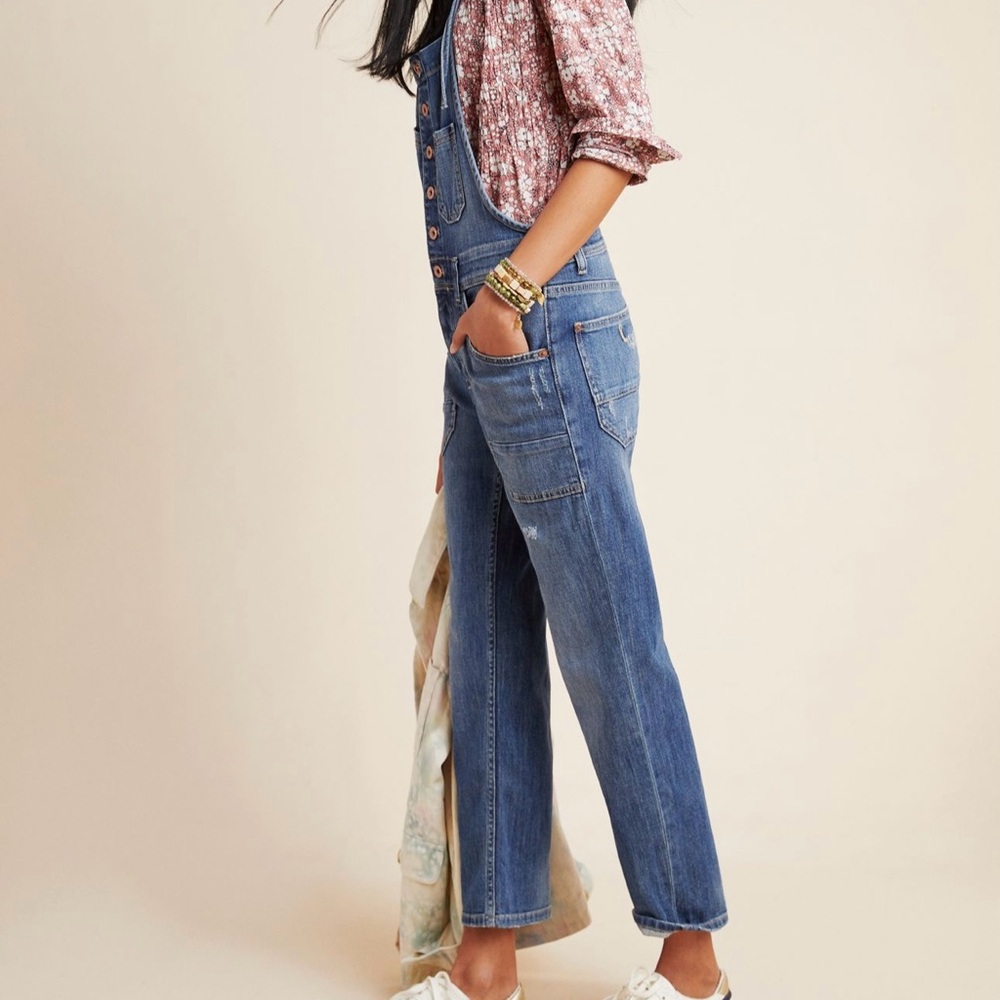 Anthropologie Women's Blue Denim Overalls